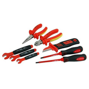 VDE Insulated (1000v) Tool Set 8 Pieces Pliers Spanners Screwdrivers Cutters (CT3947)