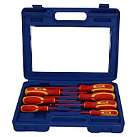VDE Insulated Electricians Electrical Screwdriver Set Pozi and Flat Headed 7pc