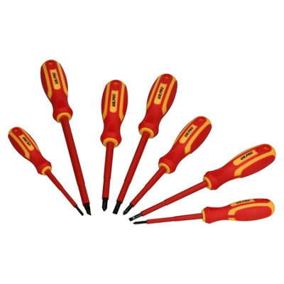 VDE Insulated Electricians Electrical Screwdriver Set Pozi and Flat Headed 7pc