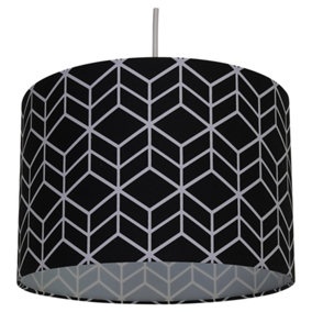 Vector Geometric Ceiling Pendant Drum Light Shade Available in Duck Egg Black