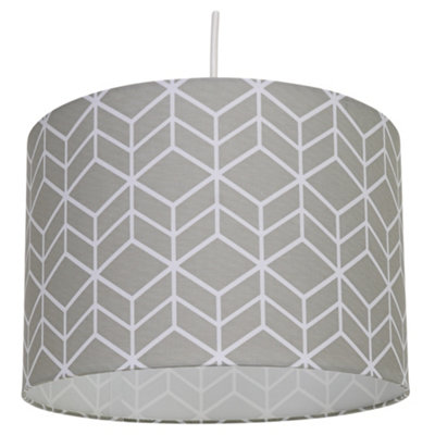 Vector Geometric Ceiling Pendant Drum Light Shade Grey