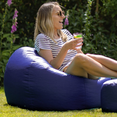 Veeva Classic Indoor Outdoor Bean Bag Navy Blue Bean Bag Chair