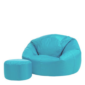 Veeva Classic Indoor Outdoor Bean Bag & Pouffe Aqua Blue Bean Bag Chair