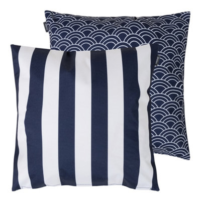 Veeva Deck Stripe Set of 2 Navy Blue Outdoor Cushion