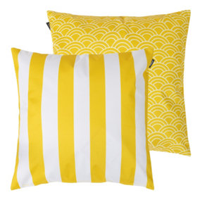 Veeva Deck Stripe Set of 2 Ochre Yellow Outdoor Cushion
