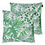 Veeva Eucalyptus Print with Olive Green Back Set of 2 Outdoor Cushion