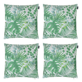 Veeva Eucalyptus Print with Olive Green Back Set of 4 Outdoor Cushion