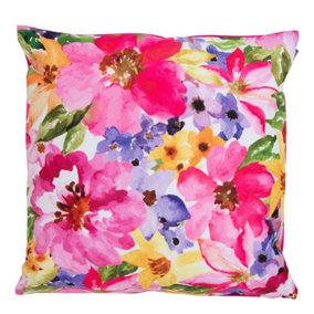 Veeva Indoor Outdoor Cushion Pink Watercolour Floral Water Resistant Cushions