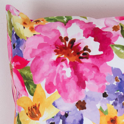 Veeva Indoor Outdoor Cushion Pink Watercolour Floral Water Resistant Cushions