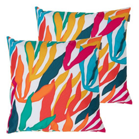 Veeva Indoor Outdoor Cushion Set of 2 Abstract Palm Water Resistant Cushions