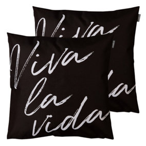 Veeva Indoor Outdoor Cushion Set of 2 Black Water Resistant Cushions