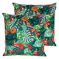 Veeva Indoor Outdoor Cushion Set of 2 Green Parrot Water Resistant Cushions