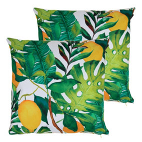 Veeva Indoor Outdoor Cushion Set of 2 Lemon Leaf Water Resistant Cushions