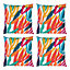 Veeva Indoor Outdoor Cushion Set of 4 Abstract Palm Water Resistant Cushions
