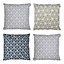 Veeva Indoor Outdoor Cushion Set of 4 Green Charcoal Geometric Water Resistant Cushions