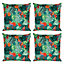 Veeva Indoor Outdoor Cushion Set of 4 Green Parrot Water Resistant Cushions