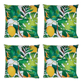 Veeva Indoor Outdoor Cushion Set of 4 Lemon Leaf Water Resistant Cushions