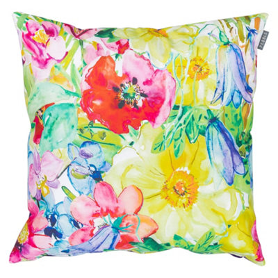 Veeva Indoor Outdoor Cushion Set of 4 Painterly Floral Water Resistant Cushions