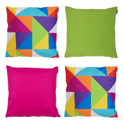 Veeva Indoor Outdoor Cushion Set of 4 Rainbow Water Resistant Cushions DIY at B&Q
