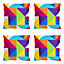 Veeva Indoor Outdoor Cushion Set of 4 Technicolour Geometric Water Resistant Cushions