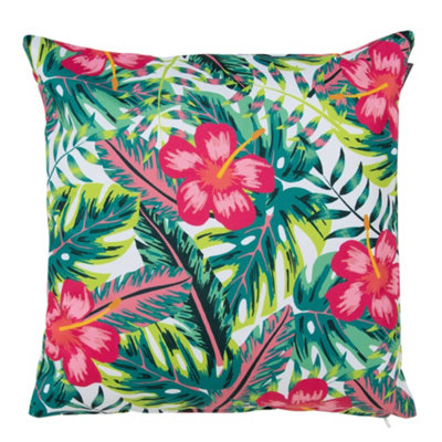 Veeva Indoor Outdoor Cushion Set of 4 Tropical Flower Water Resistant Cushions