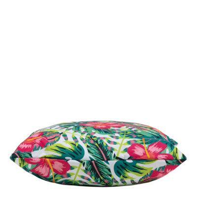 Veeva Indoor Outdoor Cushion Set of 4 Tropical Flower Water Resistant Cushions