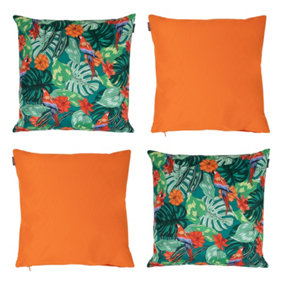 Veeva Indoor Outdoor Cushion Set of 4 Tropical Orange Water Resistant Cushions