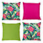 Veeva Indoor Outdoor Cushion Set of 4 Tropical Pink Water Resistant Cushions