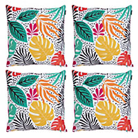 Veeva Indoor Outdoor Cushion Set of 4 Yellow Palm Water Resistant Cushions