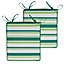 Veeva Indoor Outdoor Seat Cushion Pad Set of 2 Green Stripe