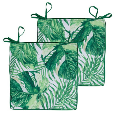 Veeva Indoor Outdoor Seat Cushion Pad Set of 2 Monstera Green