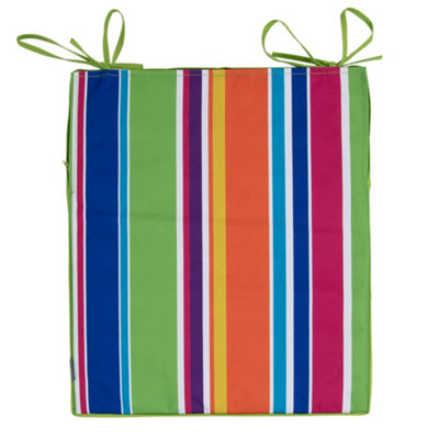 Veeva Indoor Outdoor Seat Cushion Pad Technicolour Stripe DIY at B&Q