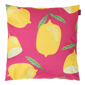 Veeva Lemon Fruit Print with Yellow Back Outdoor Cushion
