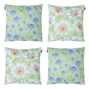 Veeva Meadow Print Set of 4 Green Outdoor Cushion