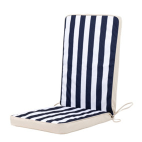Veeva Outdoor High Back Seat Cushion Navy Blue Deck Stripe