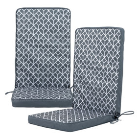 Veeva Outdoor High Back Seat Cushion Set of 2 Grey Geometric