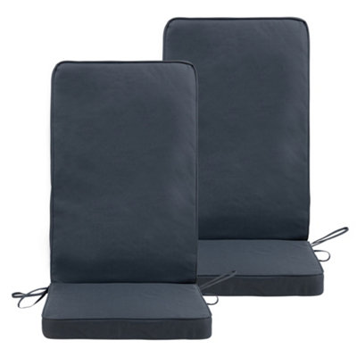 Veeva Outdoor High Back Seat Cushion Set of 2 Slate Grey DIY at B&Q