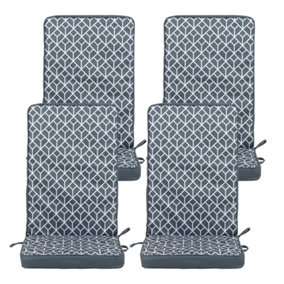 Veeva Outdoor High Back Seat Cushion Set of 4 Grey Geometric