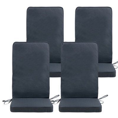 Veeva Outdoor High Back Seat Cushion Set of 4 Slate Grey DIY at B&Q