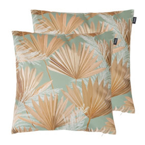 Veeva Pampas Grass Print with Stone Back Set of 2 Outdoor Cushion