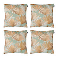 Veeva Pampas Grass Print with Stone Back Set of 4 Outdoor Cushion