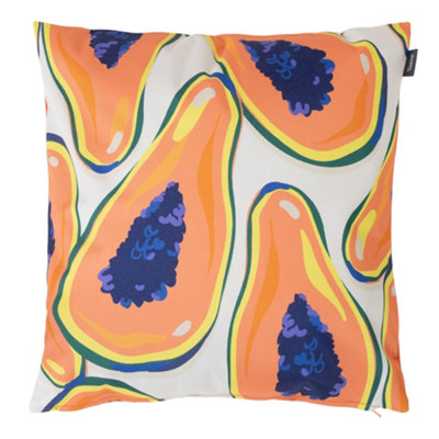 Veeva Papaya Fruit Pirnt with Orange Back Outdoor Cushion