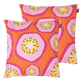 Veeva Passionfruit Print with Pink Back Set of 2 Outdoor Cushion