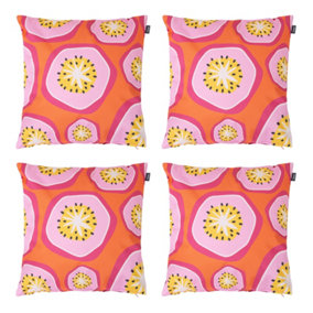 Veeva Passionfruit Print with Pink Back Set of 4 Outdoor Cushion