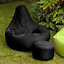 Veeva Recliner Indoor Outdoor Bean Bag & Pouffe Black Bean Bag Chair