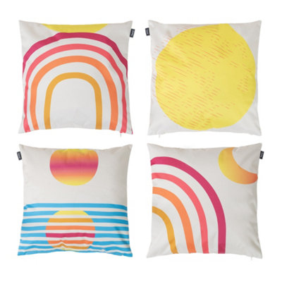 Veeva Soleil Collection Sun and Rainbow Set of 4 Soleil Outdoor Cushion  - Collection One