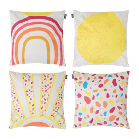 Veeva Soleil Collection Sun and Terrazzo Set of 4 Outdoor Cushion - Collection Two