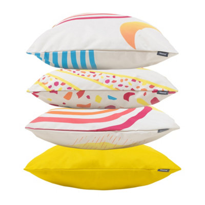 Veeva Soleil Collection Sun Rainbow and Terrazzo Set of 4 Outdoor Cushion - Collection Three