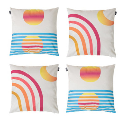 Veeva Sunset and Rainbow Soleil Set of 4 Outdoor Cushion