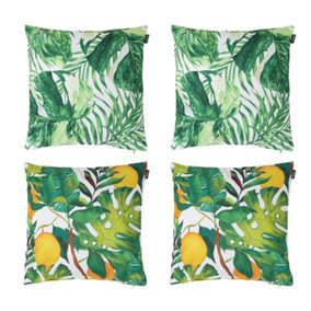 Veeva Tropical Palm Prints Indoor Set of 4 Outdoor Cushions - Collection One